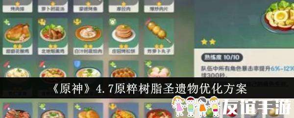 原神4.7原粹树脂圣遗物优化方案