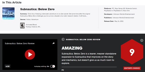 《深海迷航：零度之下》IGN 9分 一次成功的精简拓展