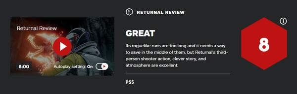 FPS《Returnal》IGN 8分 TPS体验良好氛围营造出色