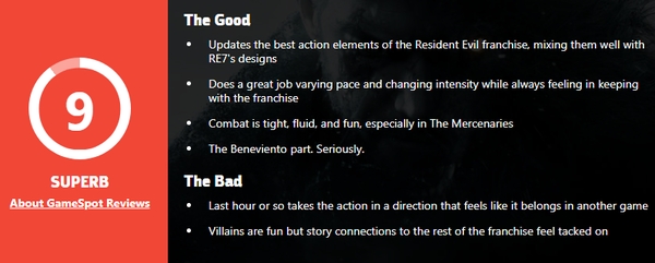 《生化危机8》GS 9分 战斗紧密，系列最棒的动作元素