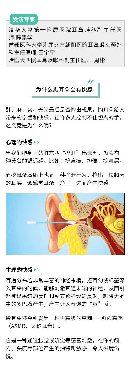为什么掏耳朵会有快感？医生建议掏耳朵1个月2至3次即可