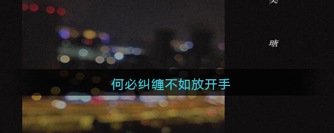 何必纠缠不如放开手是什么歌